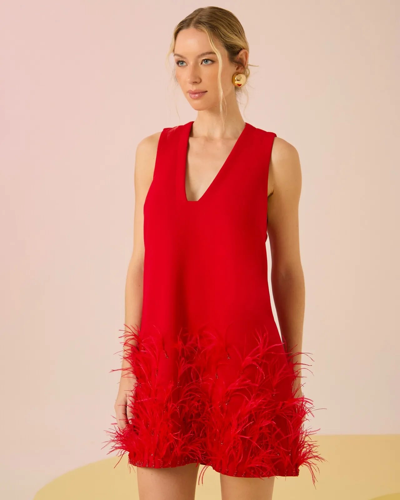 ANF MINI FEATHER RED DRESS