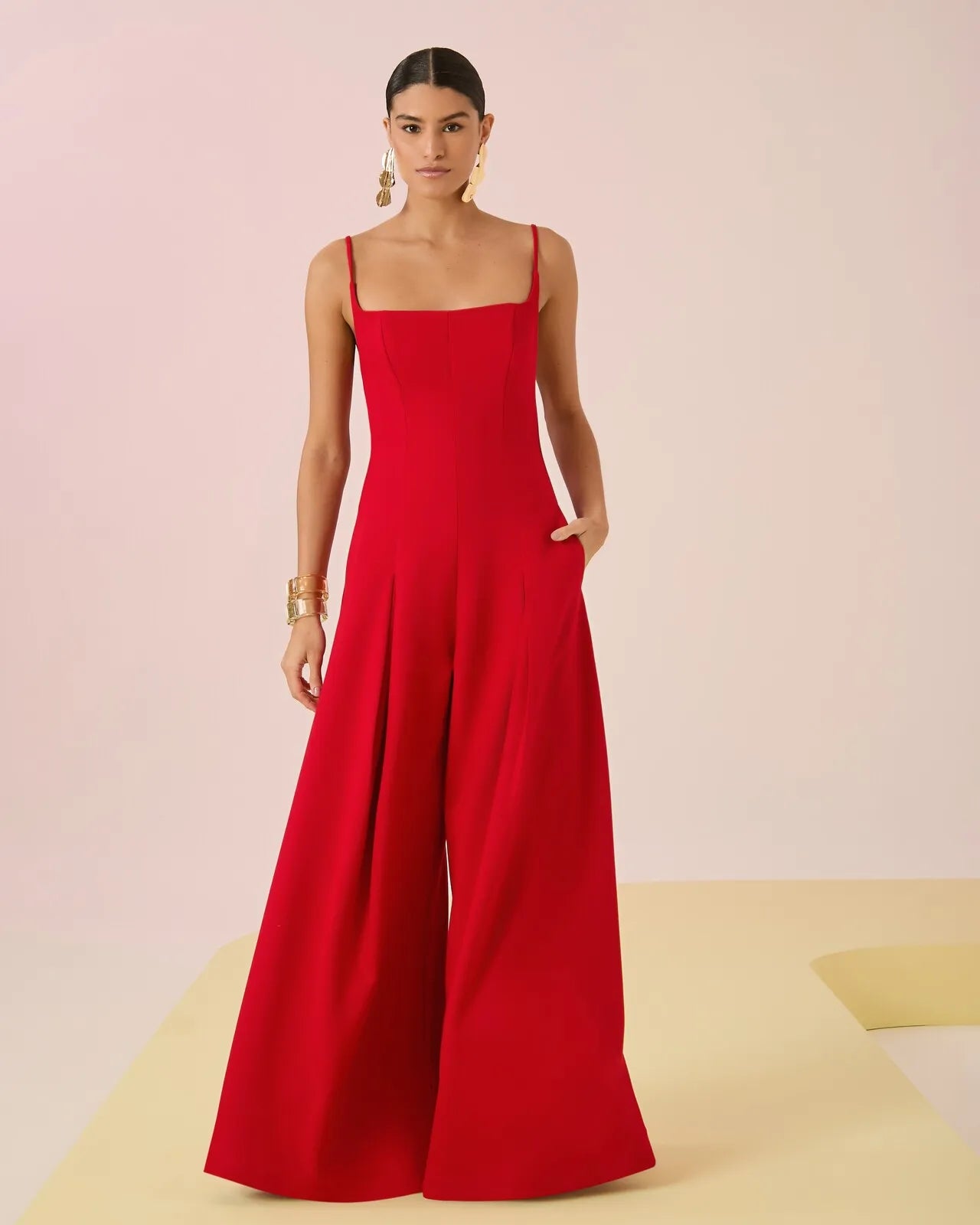 ANF FLARE RED JUMPSUIT